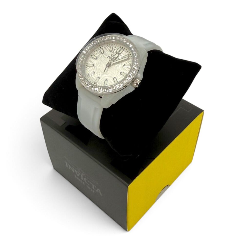 NEW Invicta Celestial 37mm Women’s White Silicone Crystal Watch 50201